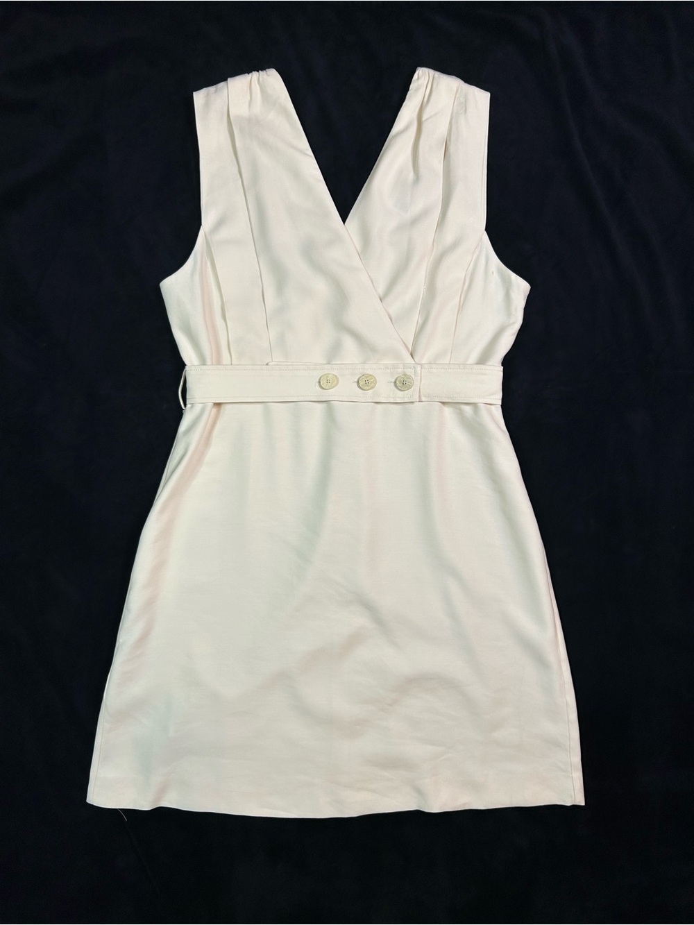 MNG Ecovero cream linen dress with belt